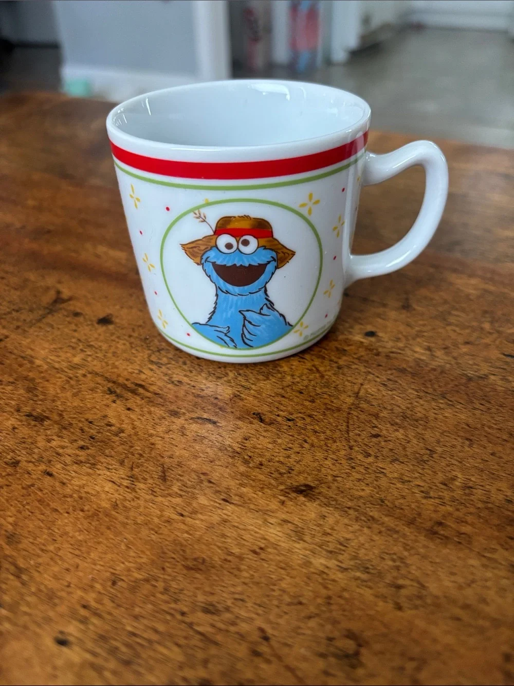 Vintage Sesame Street Porcelain Mug Kids Cartoon Big Bird Cookie Monster